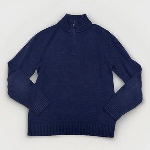 Patagonia Sweater Mens Small Navy Blue Merino Wool 1/4 Zip Pullover